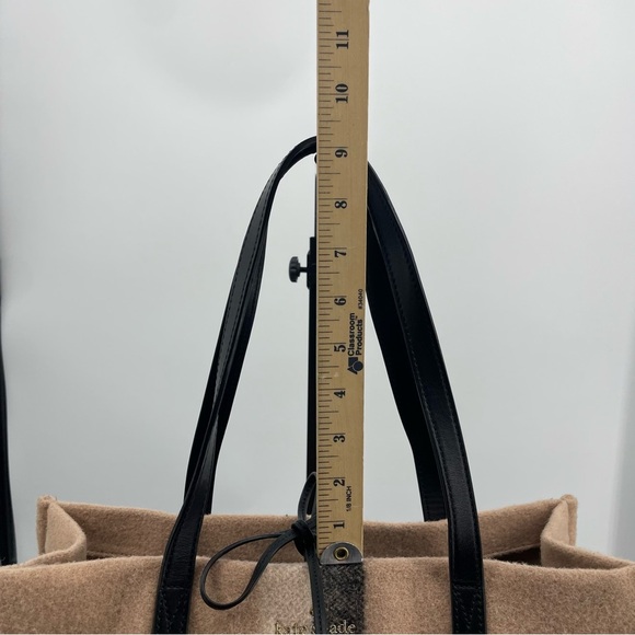 Kate Spade Washington Square Mega Sam Tote beige tan black wool - Picture 9 of 16